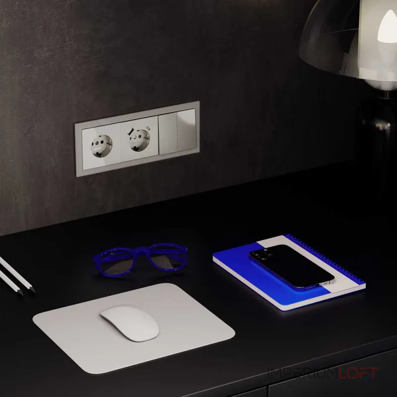 Розетка встраиваемая S70 с заземлением и защитными шторками 16А с USB A+С (шелк) Voltum VLS040504
