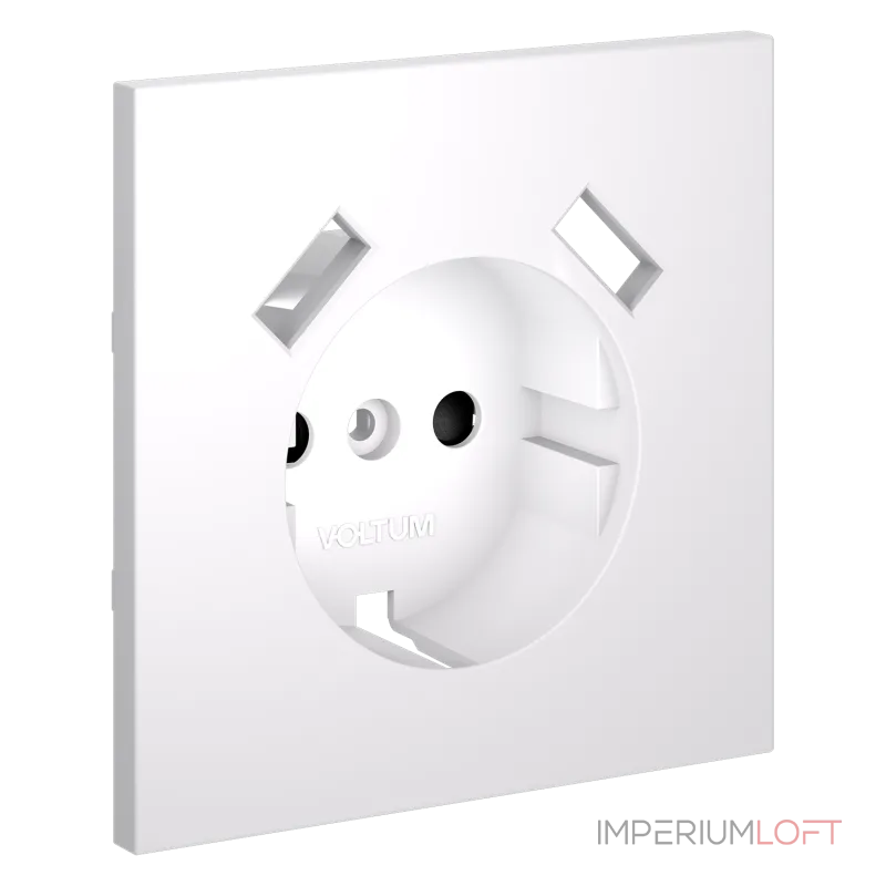 Накладка для розетки с заземлением и защитными шторками с USB A+A S70 (белый матовый) Voltum VLS000902