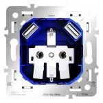Механизм розетки с заземлением и защитными шторками 16А с USB A+A S70 Voltum VLS0404M