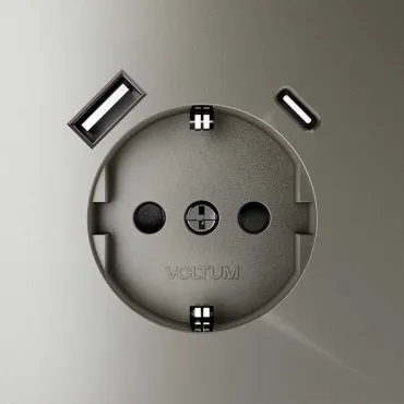 Розетка встраиваемая Voltum S70 с заземлением и защитными шторками 16А с USB A+С VLS040504