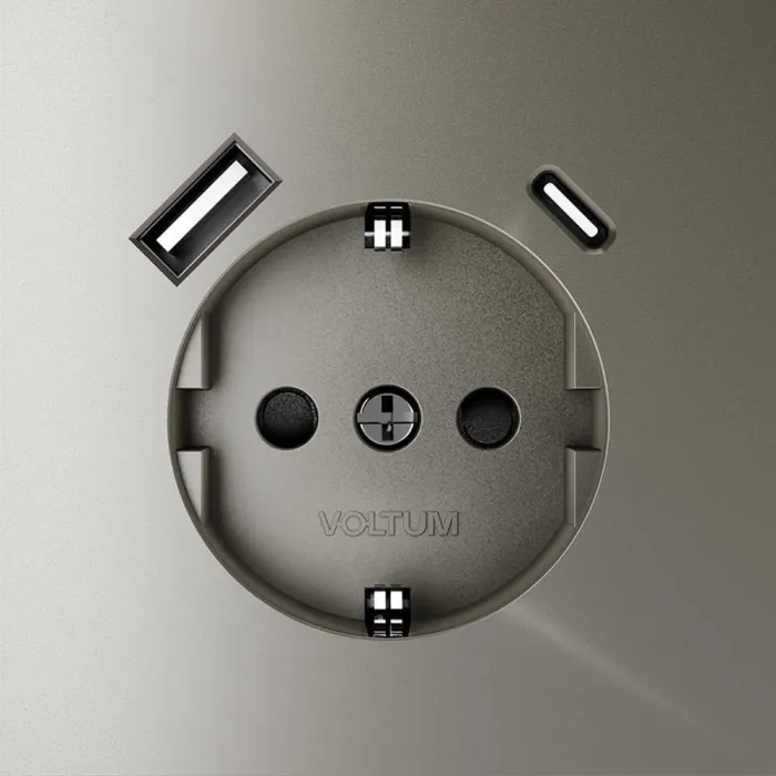Розетка встраиваемая Voltum S70 с заземлением и защитными шторками 16А с USB A+С VLS040504 от ImperiumLoft