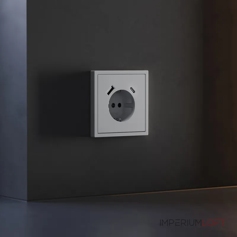 Накладка для розетки с заземлением и защитными шторками с USB A+C S70 (серый) Voltum VLS001016 Накладка для розетки с заземлением и защитными шторками с USB A+C S70 (серый) Voltum VLS001016