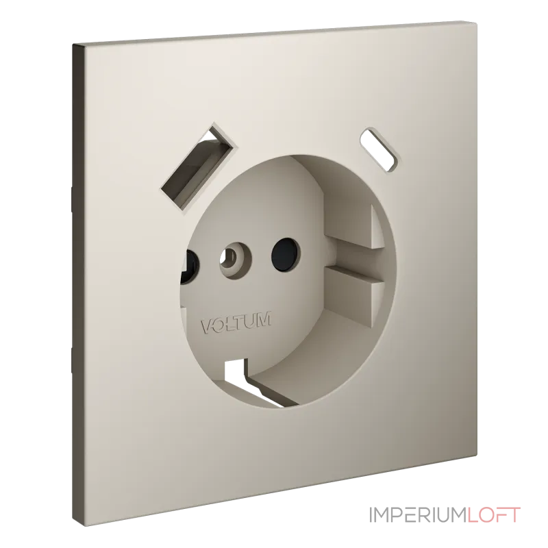 Накладка для розетки с заземлением и защитными шторками с USB A+C S70 (кашемир) Voltum VLS001003