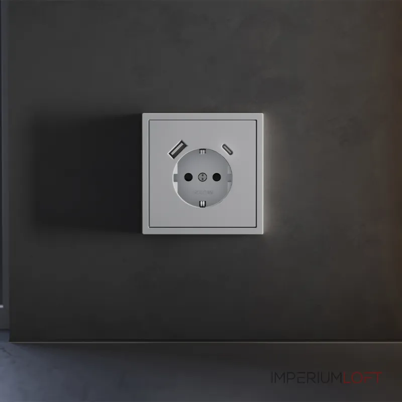 Накладка для розетки с заземлением и защитными шторками с USB A+C S70 (серый) Voltum VLS001016 Накладка для розетки с заземлением и защитными шторками с USB A+C S70 (серый) Voltum VLS001016