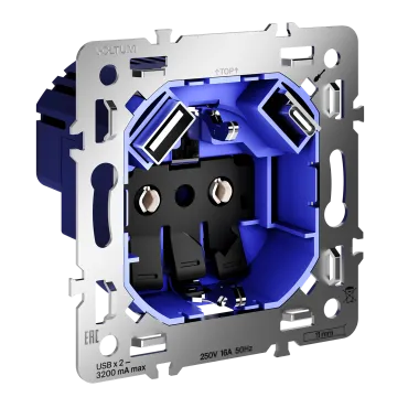 Механизм розетки с заземлением и защитными шторками 16А с USB A+C S70 Voltum VLS0405M Механизм розетки с заземлением и защитными шторками 16А с USB A+C S70 Voltum VLS0405M