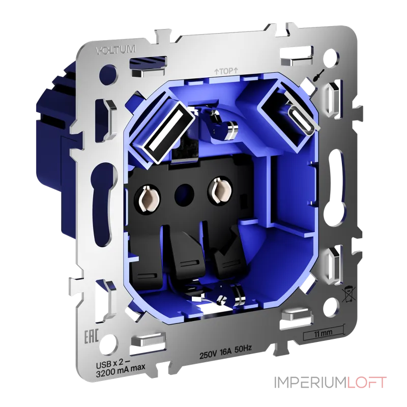 Механизм розетки с заземлением и защитными шторками 16А с USB A+C S70 Voltum VLS0405M Механизм розетки с заземлением и защитными шторками 16А с USB A+C S70 Voltum VLS0405M