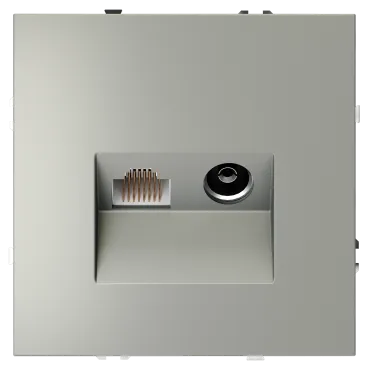 Розетка телевизионная встраиваемая S70 TV+RJ45 кат. 6 (сталь) Voltum VLS060705 Розетка телевизионная встраиваемая S70 TV+RJ45 кат. 6 (сталь) Voltum VLS060705