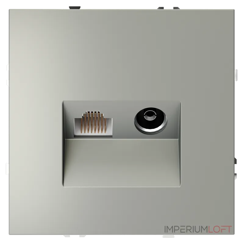Розетка телевизионная встраиваемая S70 TV+RJ45 кат. 6 (сталь) Voltum VLS060705 Розетка телевизионная встраиваемая S70 TV+RJ45 кат. 6 (сталь) Voltum VLS060705