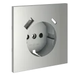 Накладка для розетки с заземлением и защитными шторками с USB A+C S70 (сталь) Voltum VLS001005