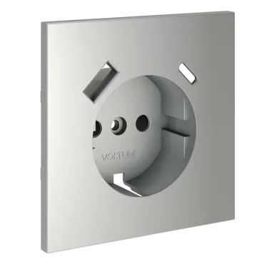 Накладка для розетки с заземлением и защитными шторками с USB A+C S70 (сталь) Voltum VLS001005 Накладка для розетки с заземлением и защитными шторками с USB A+C S70 (сталь) Voltum VLS001005