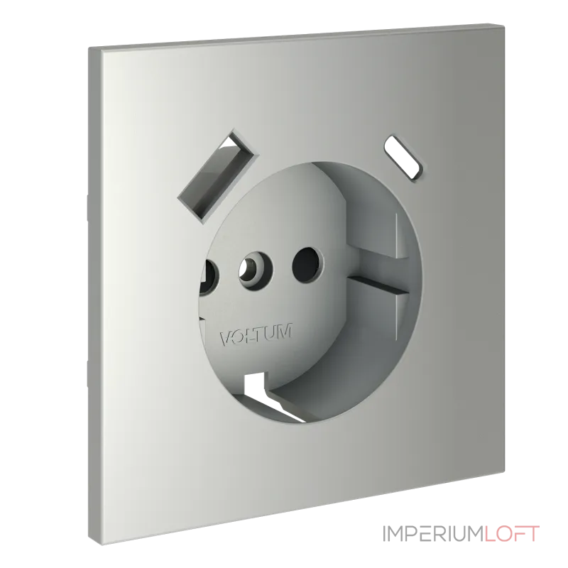 Накладка для розетки с заземлением и защитными шторками с USB A+C S70 (сталь) Voltum VLS001005 Накладка для розетки с заземлением и защитными шторками с USB A+C S70 (сталь) Voltum VLS001005