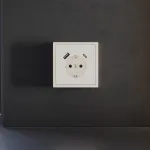 Накладка для розетки с заземлением и защитными шторками с USB A+C S70 (хлопок) Voltum VLS001013