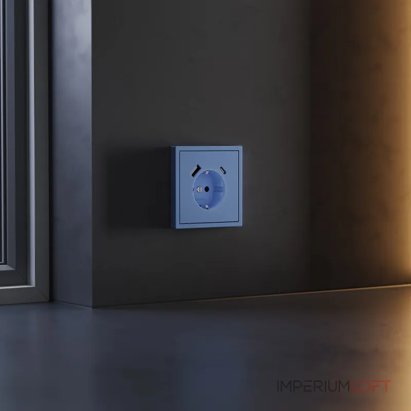 Накладка для розетки с заземлением и защитными шторками с USB A+C S70 (деним) Voltum VLS001015 Накладка для розетки с заземлением и защитными шторками с USB A+C S70 (деним) Voltum VLS001015