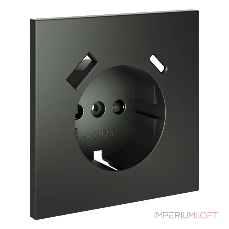 Накладка для розетки с заземлением и защитными шторками с USB A+C S70 (титан) Voltum VLS001006