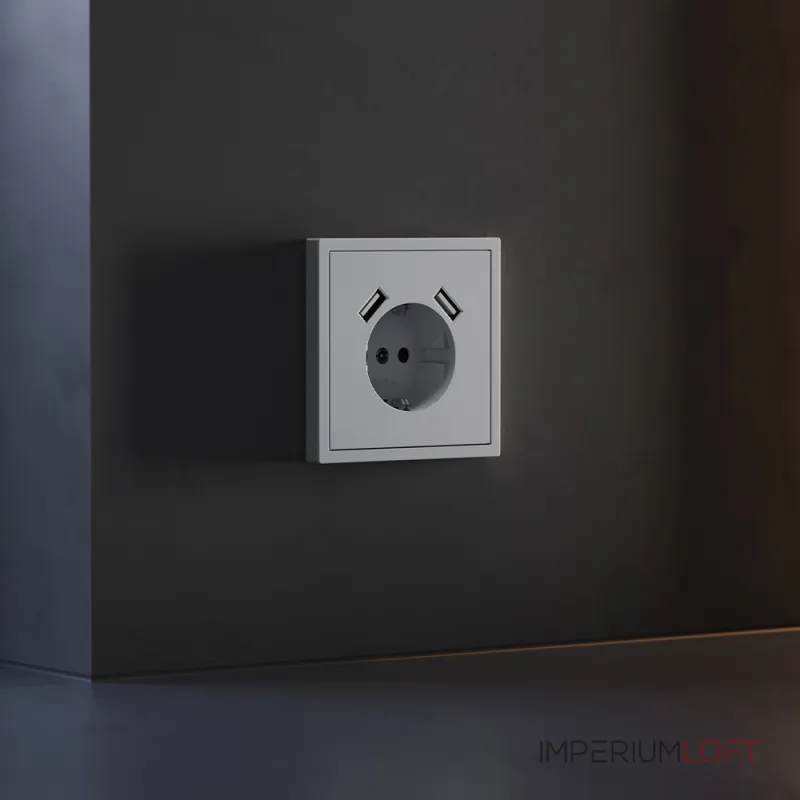 Накладка для розетки с заземлением и защитными шторками с USB A+A S70 (серый) Voltum VLS000916 Накладка для розетки с заземлением и защитными шторками с USB A+A S70 (серый) Voltum VLS000916
