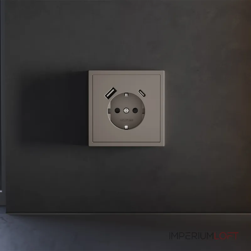 Накладка для розетки с заземлением и защитными шторками с USB A+C S70 (капучино) Voltum VLS001014