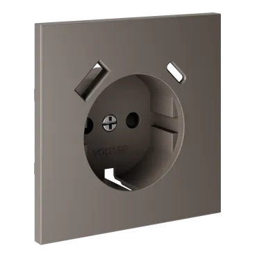 Накладка для розетки с заземлением и защитными шторками с USB A+C S70 (капучино) Voltum VLS001014
