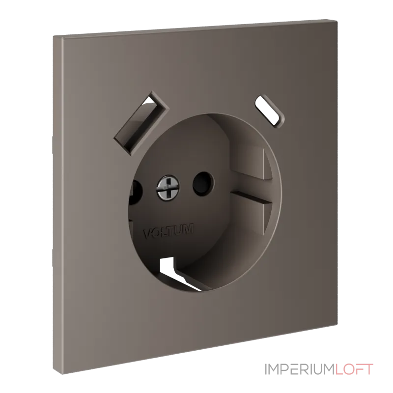 Накладка для розетки с заземлением и защитными шторками с USB A+C S70 (капучино) Voltum VLS001014