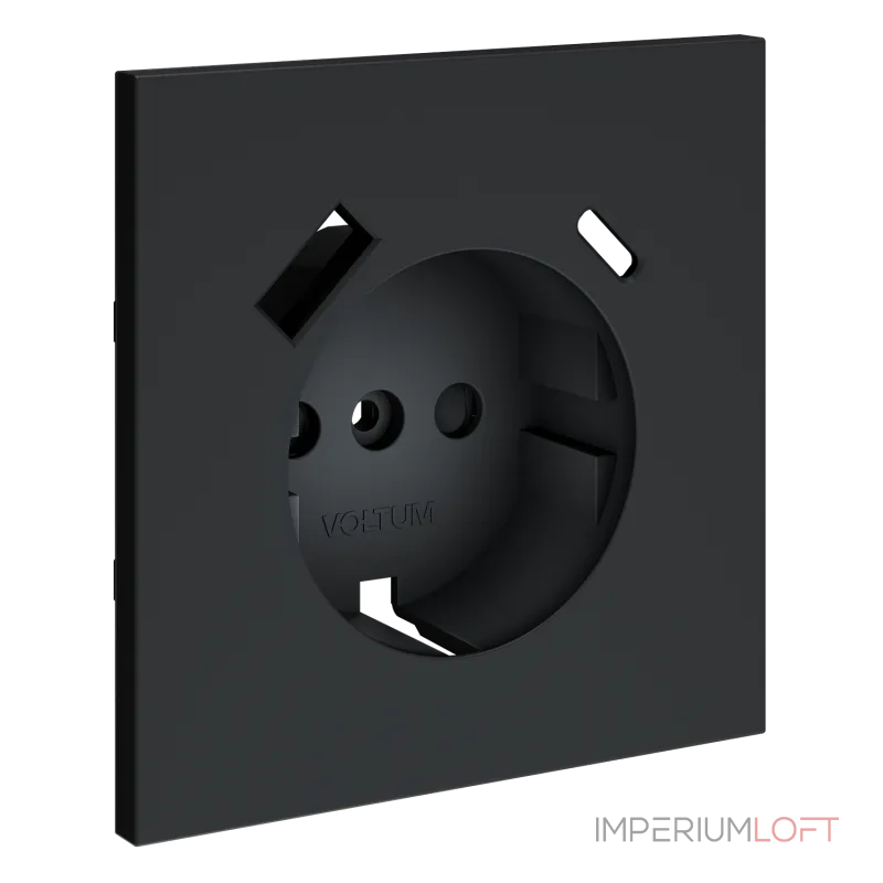 Накладка для розетки с заземлением и защитными шторками с USB A+C S70 (графит) Voltum VLS001007
