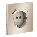 Накладка для розетки с заземлением и защитными шторками с USB A+C S70 (платина) Voltum VLSM001010
