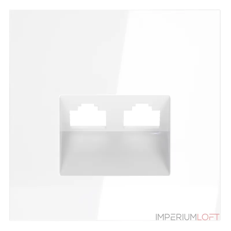 Накладка для розетки компьютерной двойной RJ45+RJ45 кат.6 S70 (белый глянцевый) Voltum VLS001401