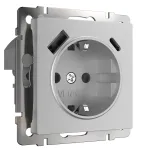 Розетка с заземлением шторками и USB без рамки Werkel серебристый W1171706