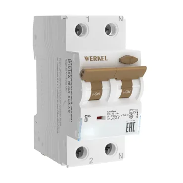 Дифференциальный автомат 1P+N 16 A 10 mА 6 kА C A Werkel W922P324 Дифференциальный автомат 1P+N 16 A 10 mА 6 kА C A Werkel W922P324