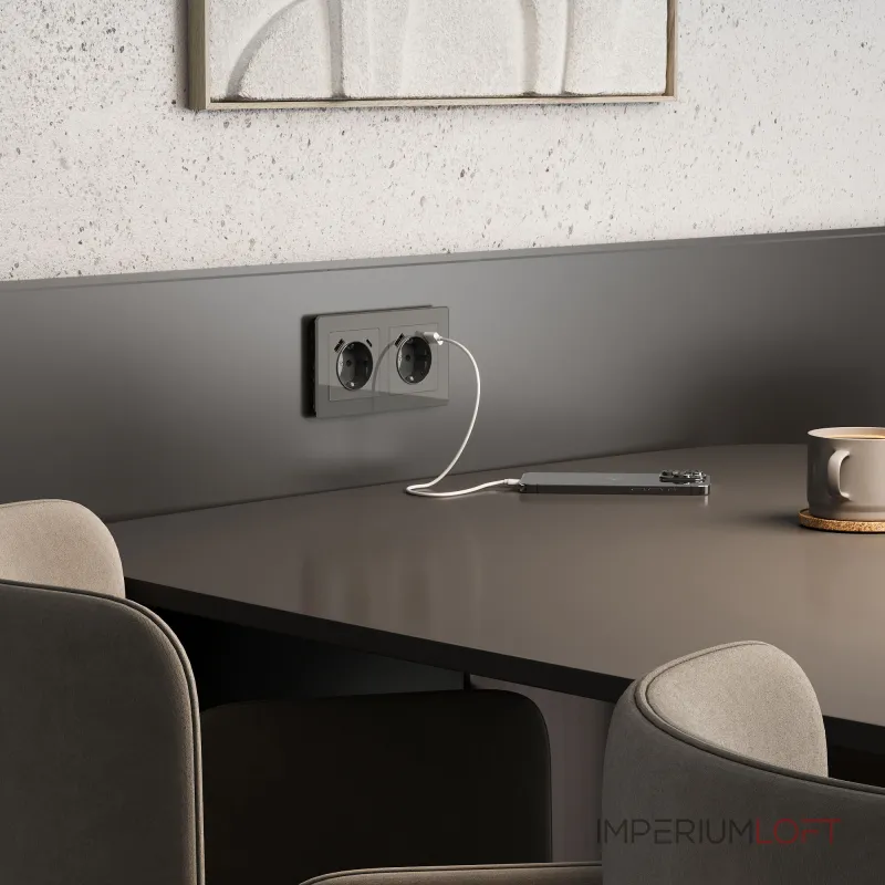 Розетка с заземлением. шторками и USB тип A+C Werkel a064093
