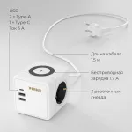 Розеточный блок 3-местный + 3 USB + беспроводная зарядкаWerkel a066454