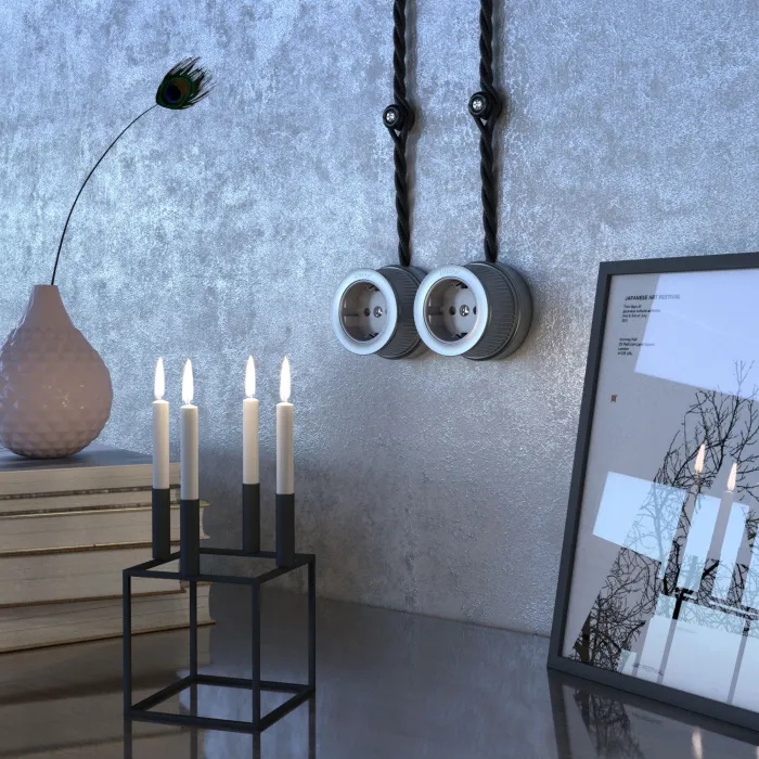 Розетка с заземлением и шторками РетроWerkel a044924 от ImperiumLoft