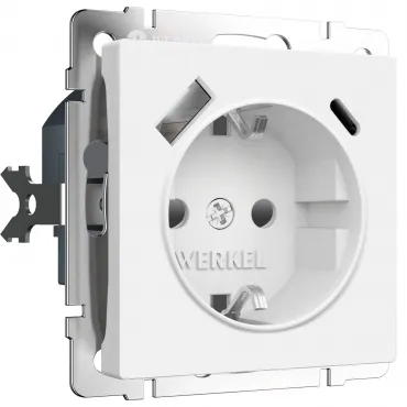 Розетка с заземлением. шторками и USB тип A+C Werkel a069613