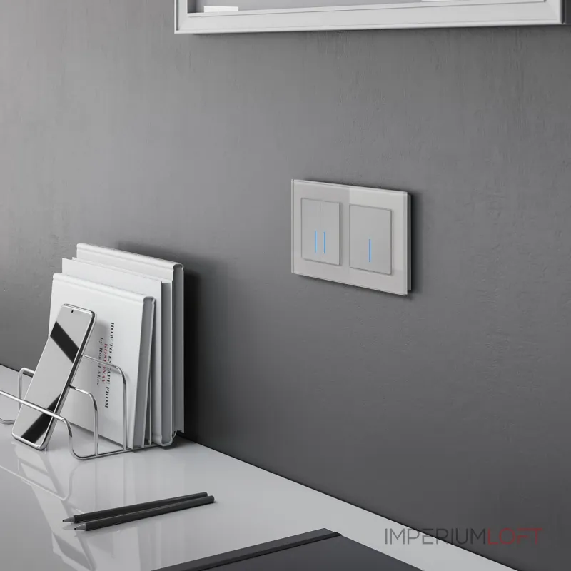 Сенсорный выключатель двухклавишный с подсветкой 1000 Вт Werkel W4520006 Сенсорный выключатель двухклавишный с подсветкой 1000 Вт Werkel W4520006
