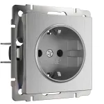 Розетка с заземлением без рамки Werkel W117 W1171009 Цвет арматуры серебро
