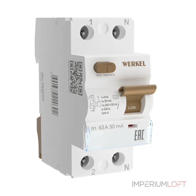 Устройство защитного отключения 1P+N 63A 30 mA type А 6 кА Werkel W812P636 Устройство защитного отключения 1P+N 63A 30 mA type А 6 кА Werkel W812P636