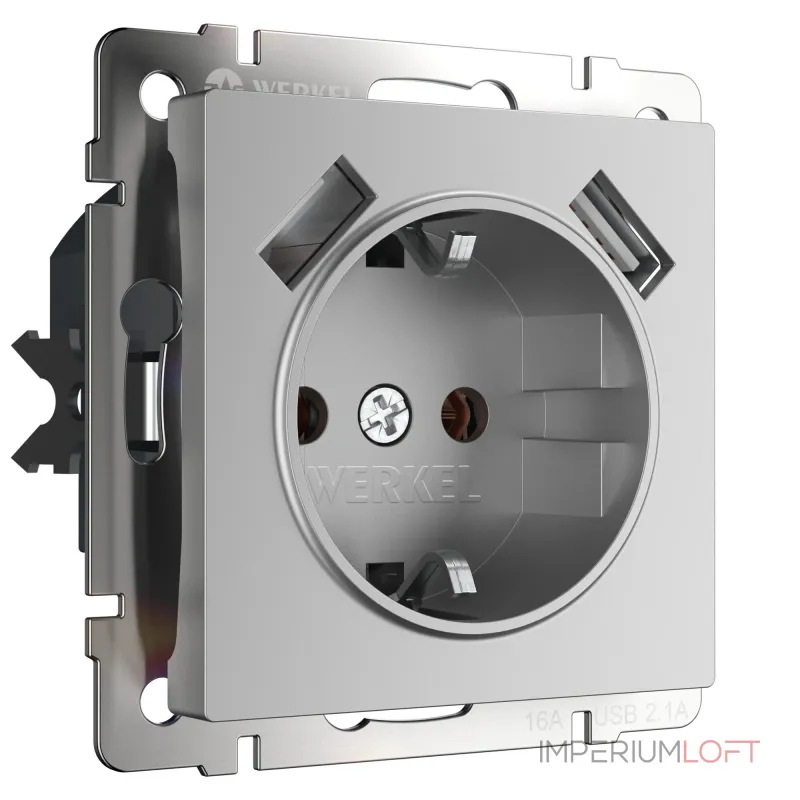 Розетка с заземлением, шторками и USBх2 Werkel W1171506 Розетка с заземлением, шторками и USBх2 Werkel W1171506