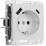 Розетка с заземлением. шторками и USB тип A+C Werkel a064014 от ImperiumLoft