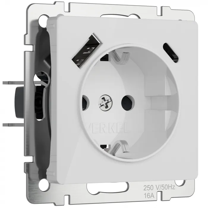 Розетка с заземлением. шторками и USB тип A+C Werkel a064014 от ImperiumLoft