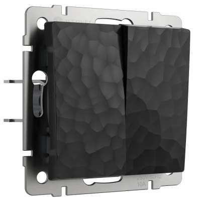 Выключатель двухклавишный без рамки Werkel W1220008 (черный) Цвет арматуры черный