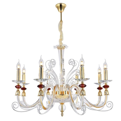 Подвесная люстра Crystal Lux CATARINA SP8 V2 GOLD/TRANSPARENT-COGNAC
